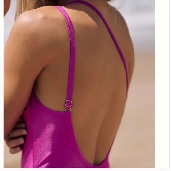 Sleek One-Shoulder One-Piece Boho Hipster Hippie Art Deco Farm Minimal Swimsuit - Picture 4 of 7